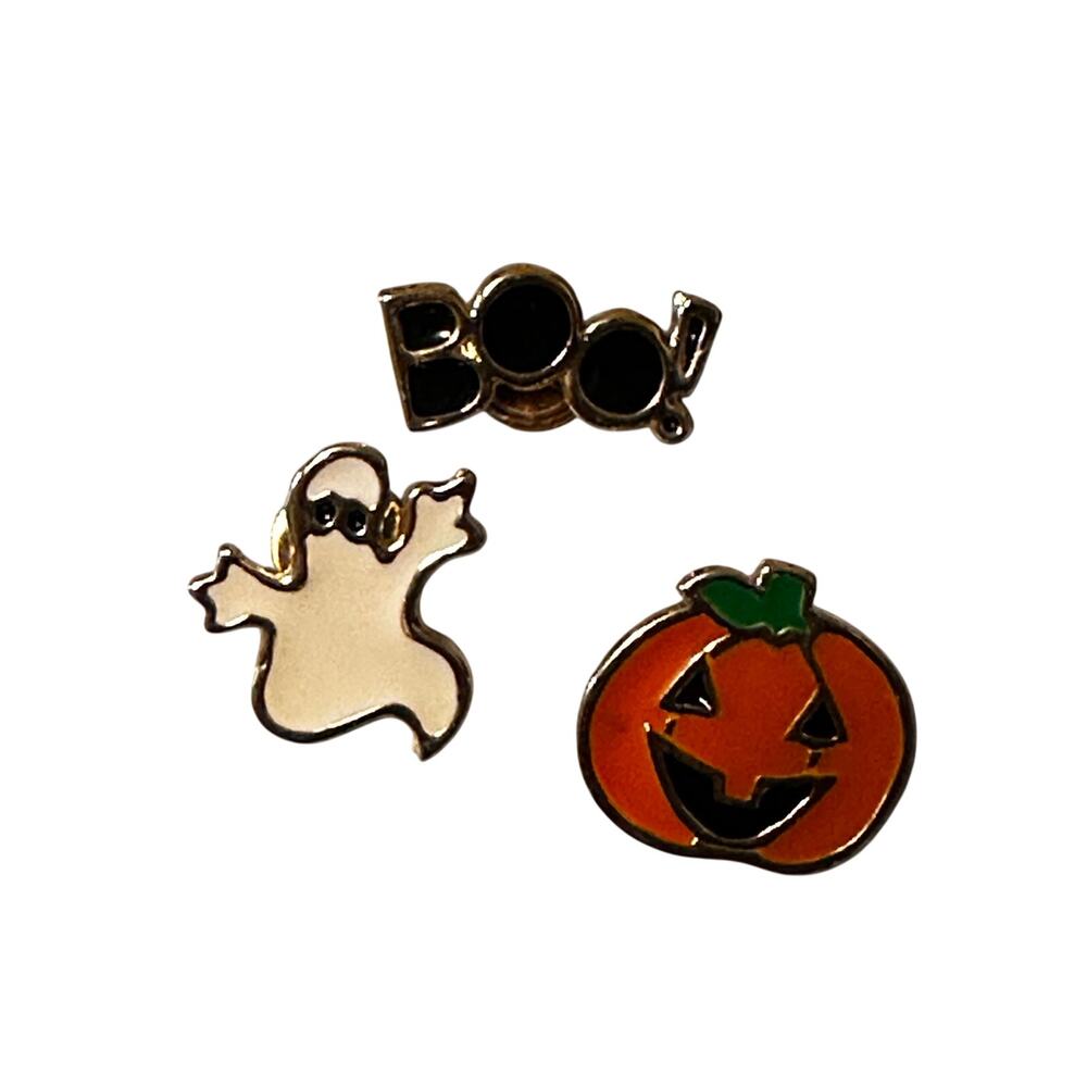 Vintage Jack-o-lantern, Ghost and Boo Halloween Pin Backs Brooches